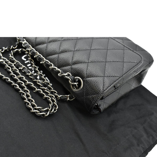 CHANEL Classic Medium Double Flap Caviar Leather Shoulder Bag Black
