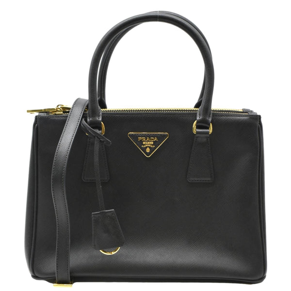 PRADA Galleria Double-Zip small Saffiano Leather Tote Bag Black