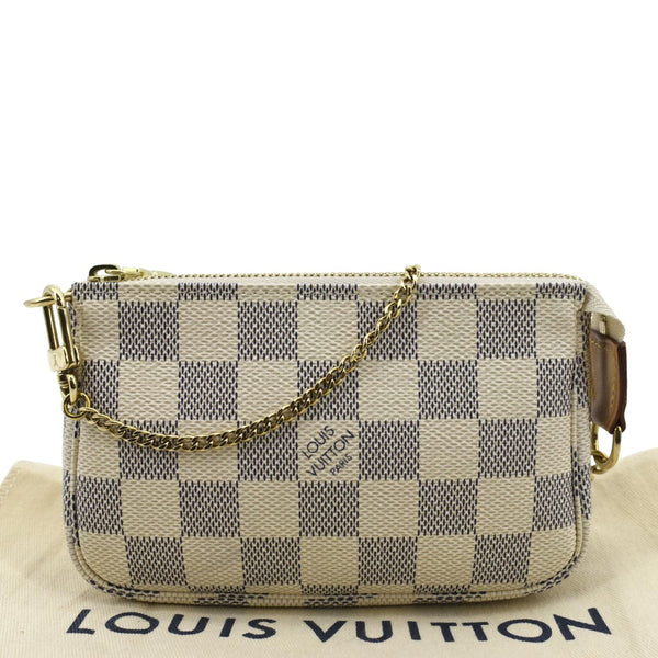 LOUIS VUITTON Mini Pochette Damier Azur Accessoires Pouch White