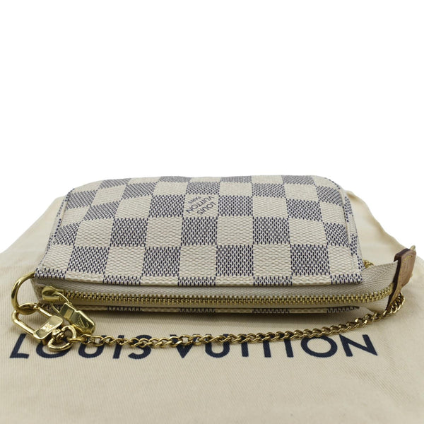 LOUIS VUITTON Mini Pochette Damier Azur Accessoires Pouch White