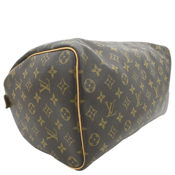 LOUIS VUITTON Speedy 35 Monogram Canvas Satchel Bag Brown