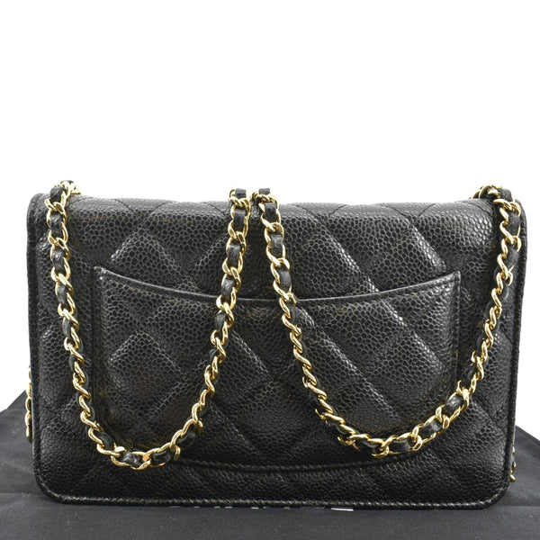 CHANEL Boy Woc Caviar Leather Wallet On Chain Clutch Bag Black