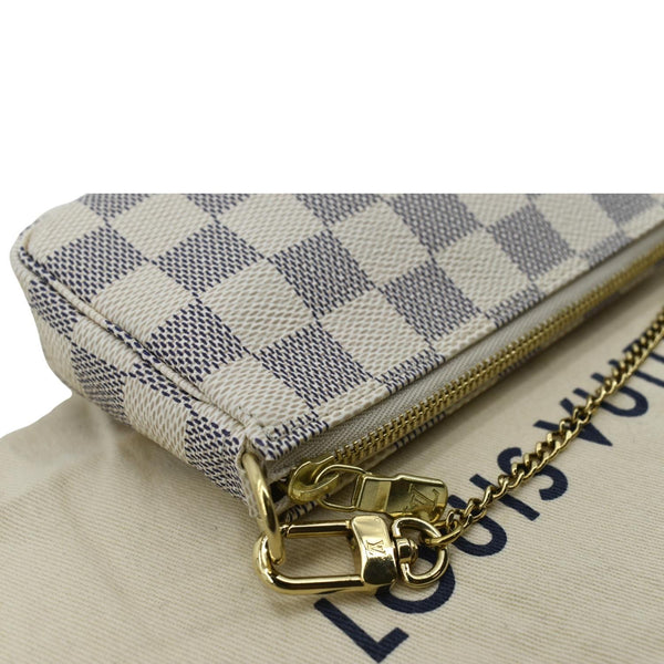 LOUIS VUITTON Mini Pochette Damier Azur Accessoires Pouch White