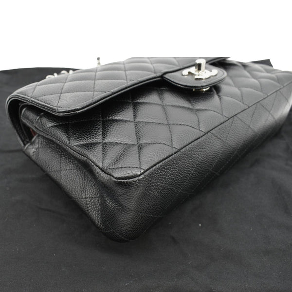 CHANEL Classic Medium Double Flap Caviar Leather Shoulder Bag Black