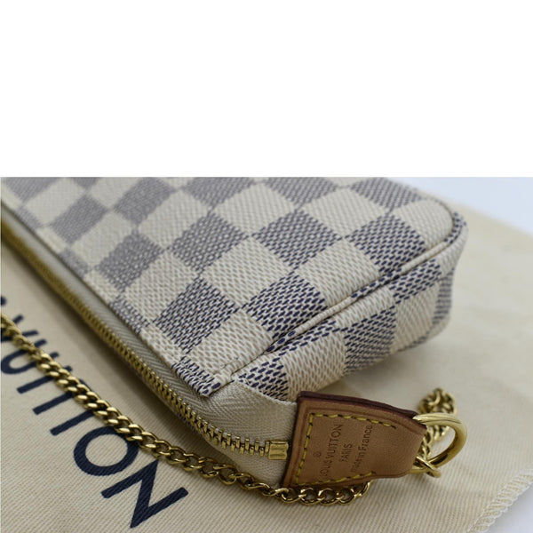 LOUIS VUITTON Mini Pochette Damier Azur Accessoires Pouch White