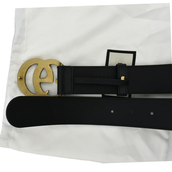 Gucci Double G Buckle Leather Belt Size 80.32 Black - Backside
