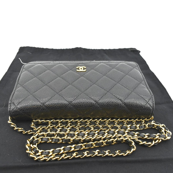 CHANEL Boy Woc Caviar Leather Wallet On Chain Clutch Bag Black