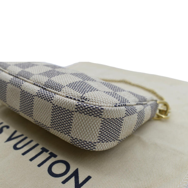 LOUIS VUITTON Mini Pochette Damier Azur Accessoires Pouch White