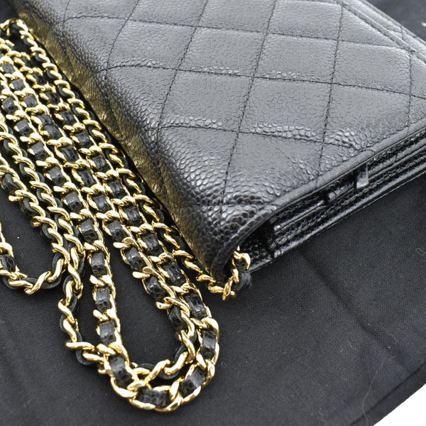 CHANEL Boy Woc Caviar Leather Wallet On Chain Clutch Bag Black