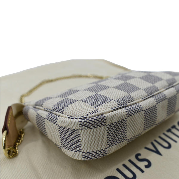 LOUIS VUITTON Mini Pochette Damier Azur Accessoires Pouch White