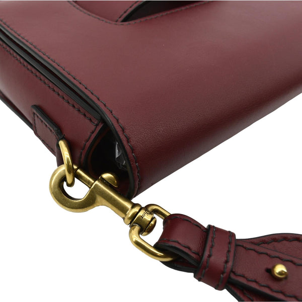 CHRISTIAN DIOR Dio(r)evolution Flap Calfskin Shoulder Bag Dark Red