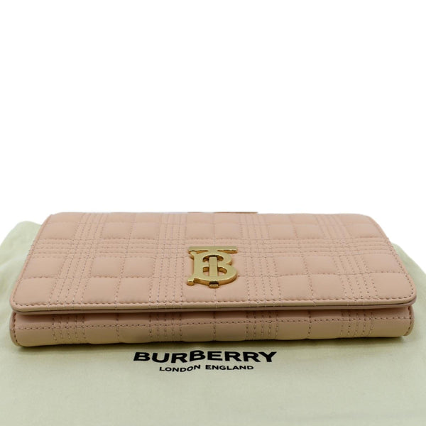BURBERRY Tb Lola Quilted Lambskin Chain Shoulder Bag Beige