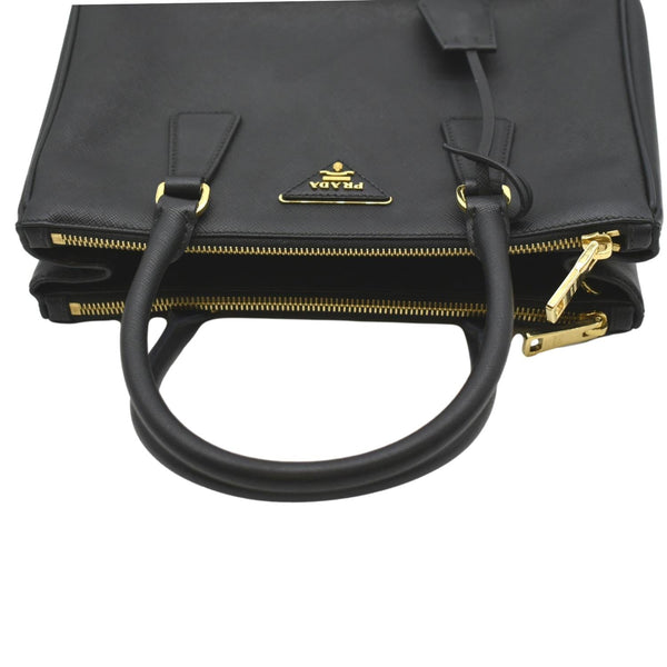 PRADA Galleria Double-Zip small Saffiano Leather Tote Bag Black