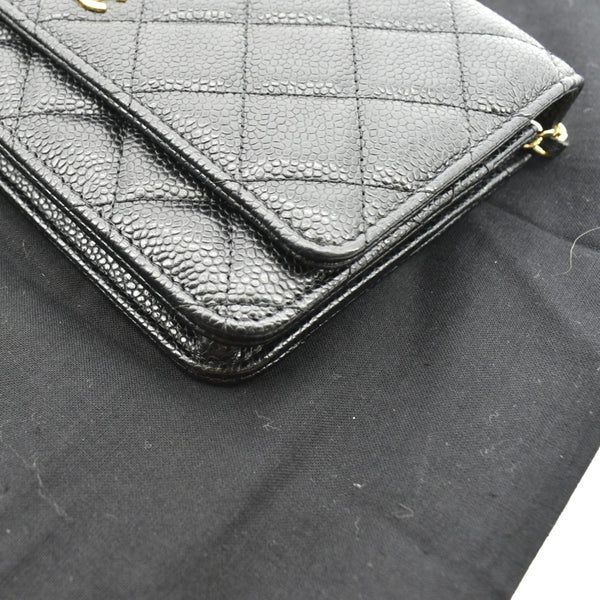 CHANEL Boy Woc Caviar Leather Wallet On Chain Clutch Bag Black