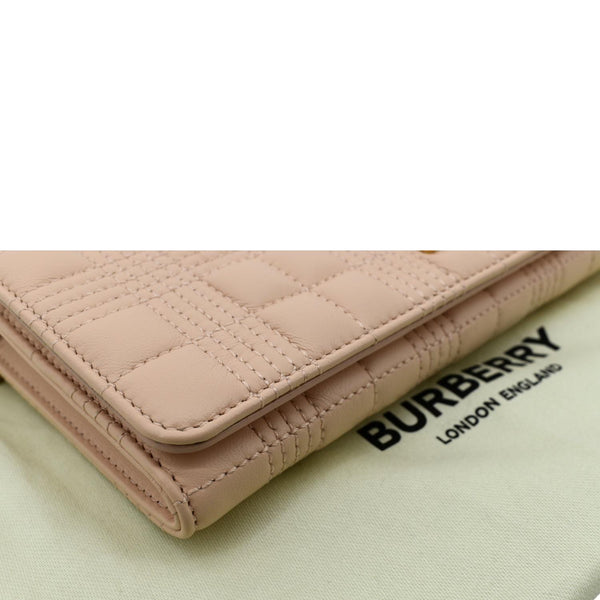 BURBERRY Tb Lola Quilted Lambskin Chain Shoulder Bag Beige