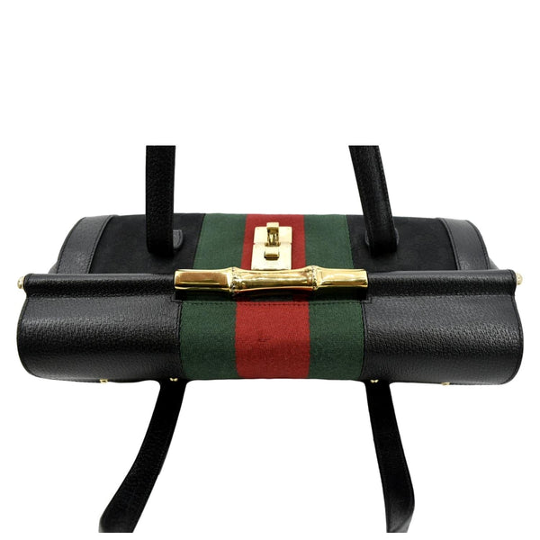 Gucci Bamboo Bullet Calfskin Leather Satchel Bag Black - Top