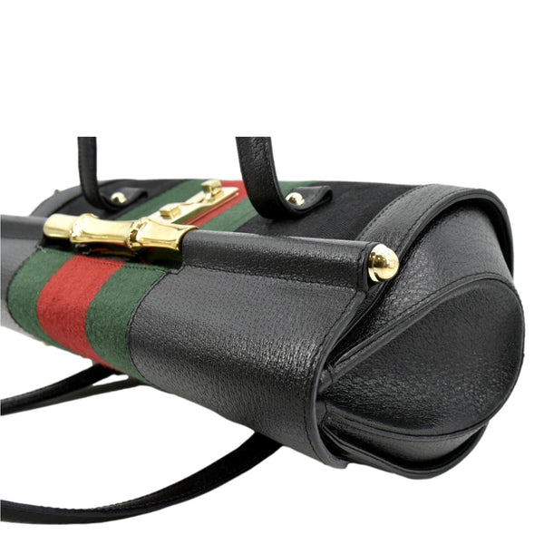 Gucci Bamboo Bullet Calfskin Leather Satchel Bag Black - Top Left