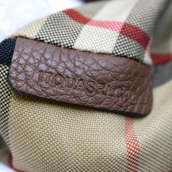 BURBERRY Check Note Grainy Leather Crossbody Bag Brown