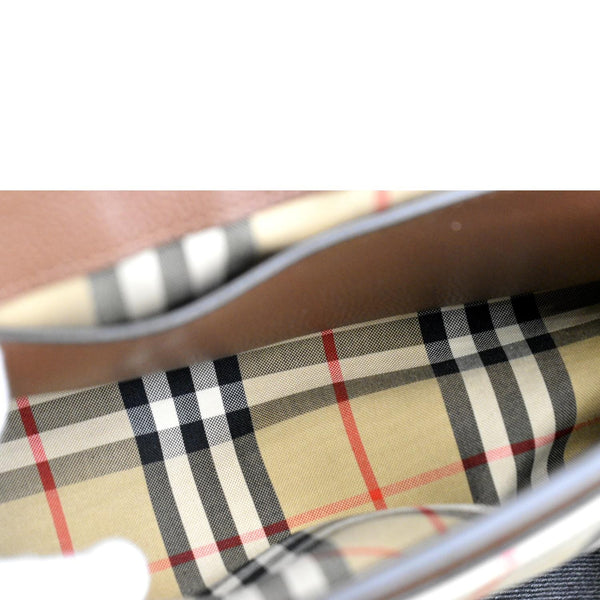 BURBERRY Check Note Grainy Leather Crossbody Bag Brown