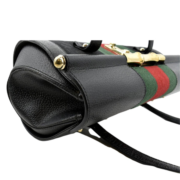 Gucci Bamboo Bullet Calfskin Leather Satchel Bag Black - Top Right