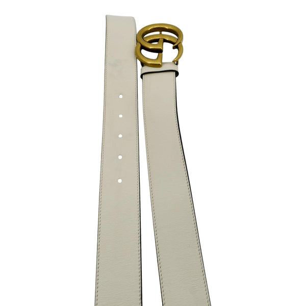 GUCCI Double G Buckle Leather Belt Size 95.38 Ivory 400593