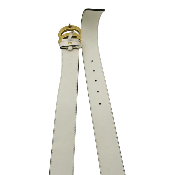 GUCCI Double G Buckle Leather Belt Size 95.38 Ivory 400593