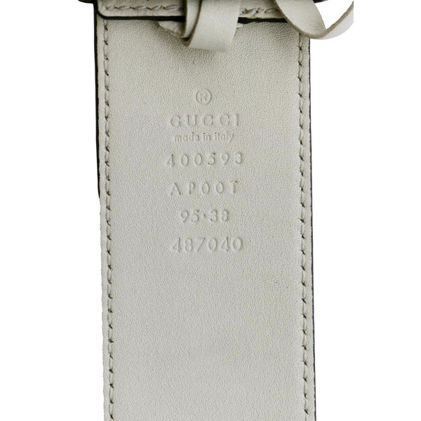 GUCCI Double G Buckle Leather Belt Size 95.38 Ivory 400593