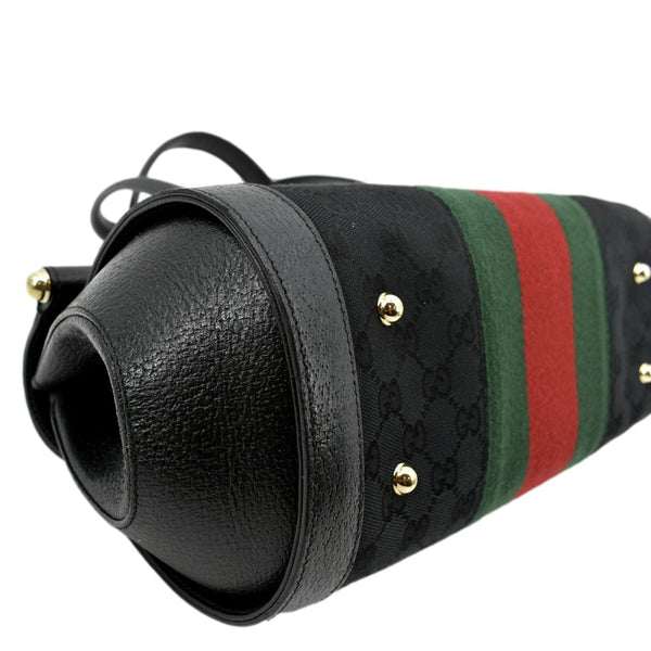 Gucci Bamboo Bullet Calfskin Leather Satchel Bag Black - Bottom Left