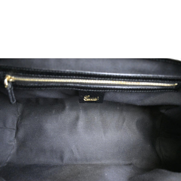 Gucci Bamboo Bullet Calfskin Leather Satchel Bag Black - Inside
