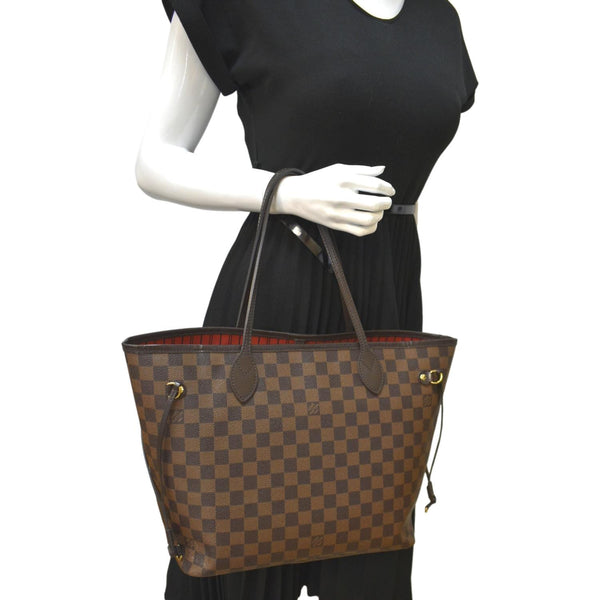 LOUIS VUITTON Neverfull MM Damier Ebene Shoulder Bag Brown
