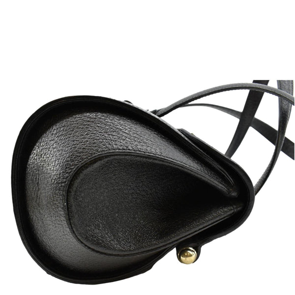 Gucci Bamboo Bullet Calfskin Leather Satchel Bag Black - Left Side