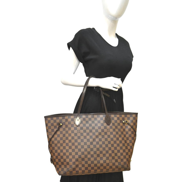 LOUIS VUITTON Neverfull GM Damier Ebene Tote Shoulder Bag Brown