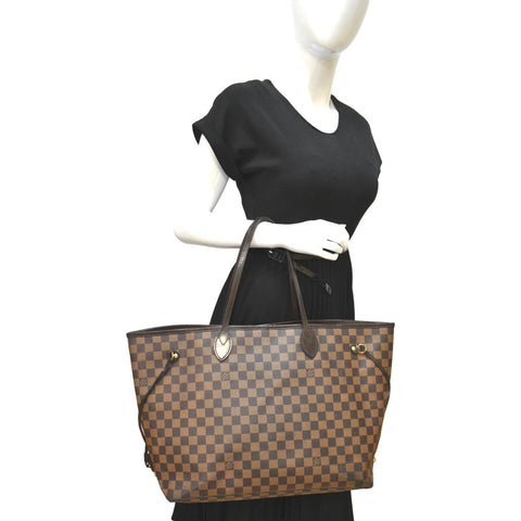 LOUIS VUITTON Neverfull GM Damier Ebene Tote Shoulder Bag Brown