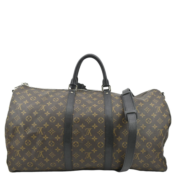 LOUIS VUITTON Keepall Bandouliere 55 Monogram Macassar Travel Bag Brown