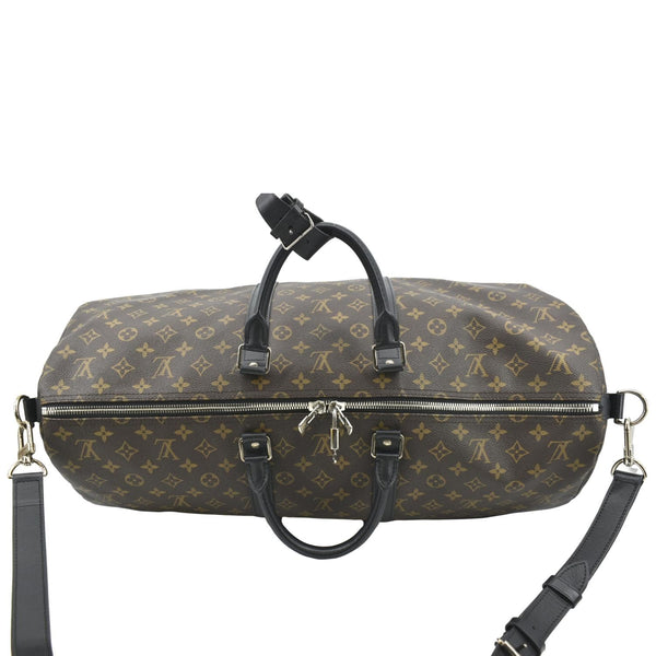 LOUIS VUITTON Keepall Bandouliere 55 Monogram Macassar Travel Bag Brown