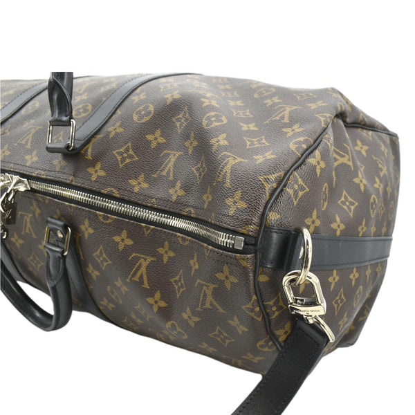 LOUIS VUITTON Keepall Bandouliere 55 Monogram Macassar Travel Bag Brown