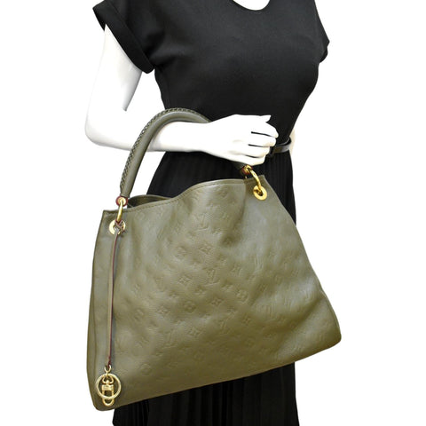 LOUIS VUITTON Artsy MM Monogram Empreinte Leather Shoulder Bag Khaki Green