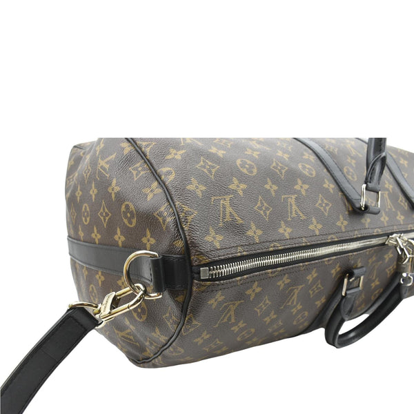 LOUIS VUITTON Keepall Bandouliere 55 Monogram Macassar Travel Bag Brown