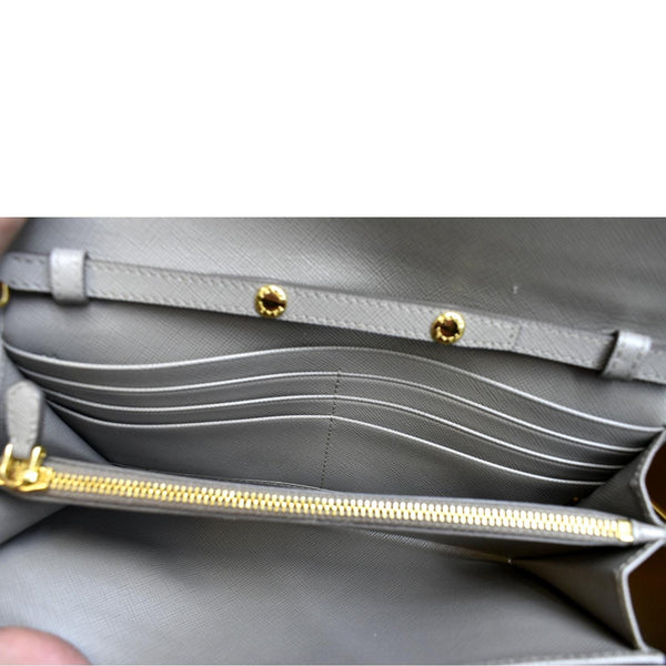 Prada Saffiano Leather Wallet on Chain Crossbody Bag - Inside Sections
