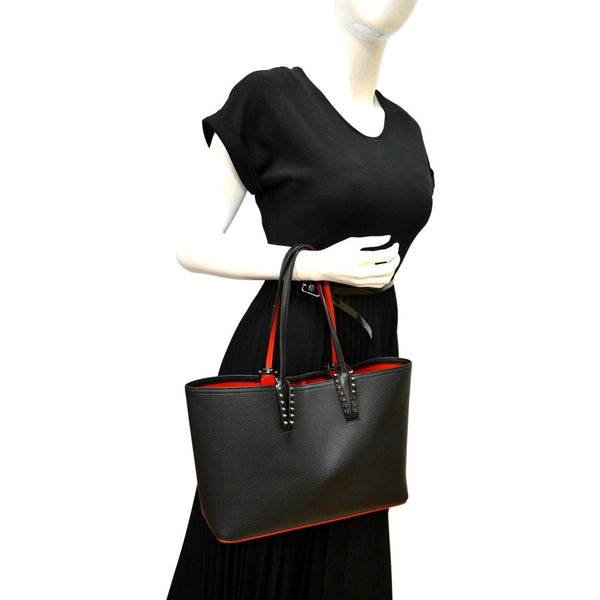 CHRISTIAN LOUBOUTIN Cabata Small Empire Paris Leather Tote Bag Black
