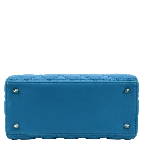 CHRISTIAN DIOR Medium Lady Dior Cannage Lambskin Leather Shoulder Bag Blue