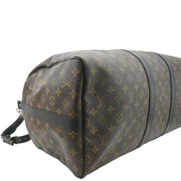 LOUIS VUITTON Keepall Bandouliere 55 Monogram Macassar Travel Bag Brown