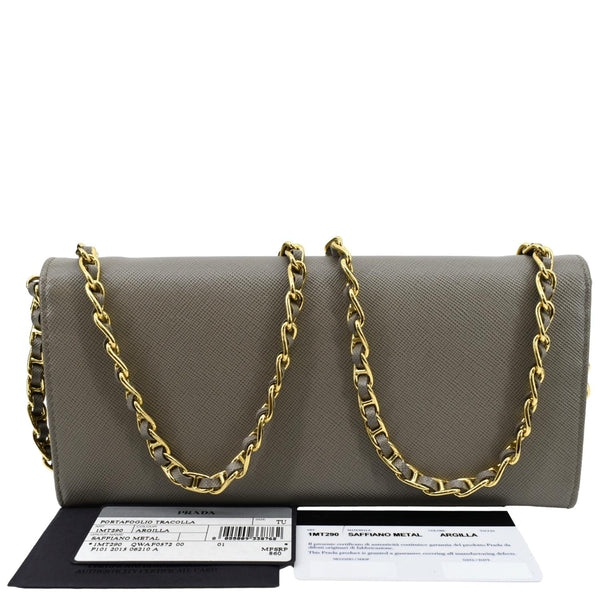 Prada Saffiano Leather Wallet on Chain Crossbody Bag - Back