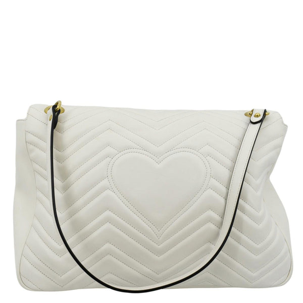 GUCCI GG Marmont Large Matelasse Leather Shoulder Bag White 498090