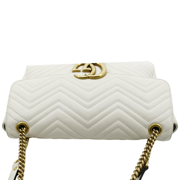 GUCCI GG Marmont Large Matelasse Leather Shoulder Bag White 498090