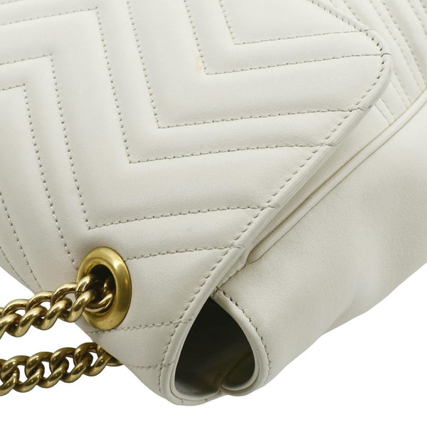 GUCCI GG Marmont Large Matelasse Leather Shoulder Bag White 498090