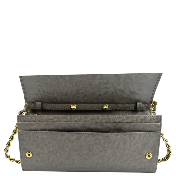 Prada Saffiano Leather Wallet on Chain Crossbody Bag - Inside