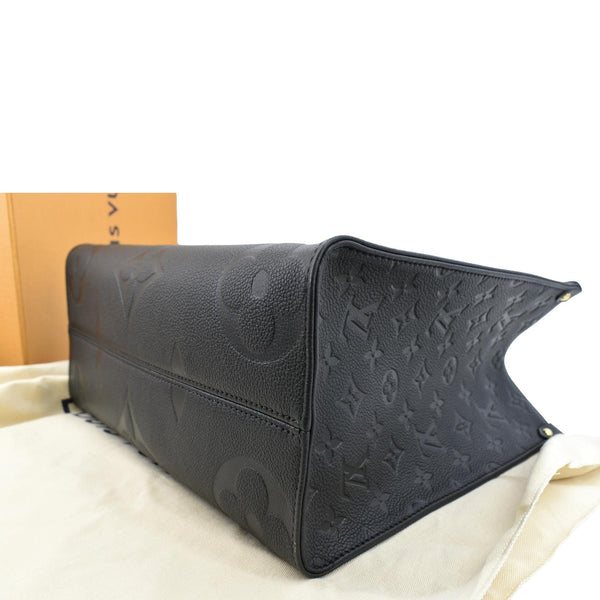 LOUIS VUITTON Onthego MM Giant Monogram Empreinte Leather Tote Shoulder Bag Black