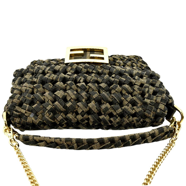 Fendi Mini Baguette Woven Jacquard Fabric Shoulder Bag - Top