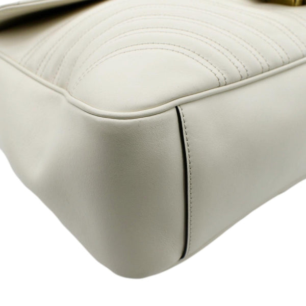 GUCCI GG Marmont Large Matelasse Leather Shoulder Bag White 498090